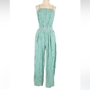Free People green gingham jumpsuit
